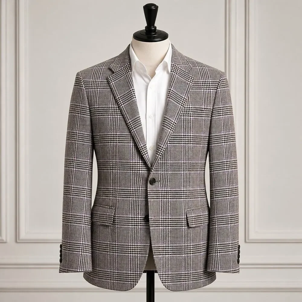 Peter Millar Tweed Houndstooth Wool Cashmere Blazer Sports Coat 46T Canada Union